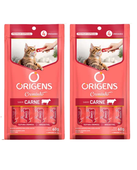 Snack Origens Creminho Sabor Carne para Gatos (2x60g)